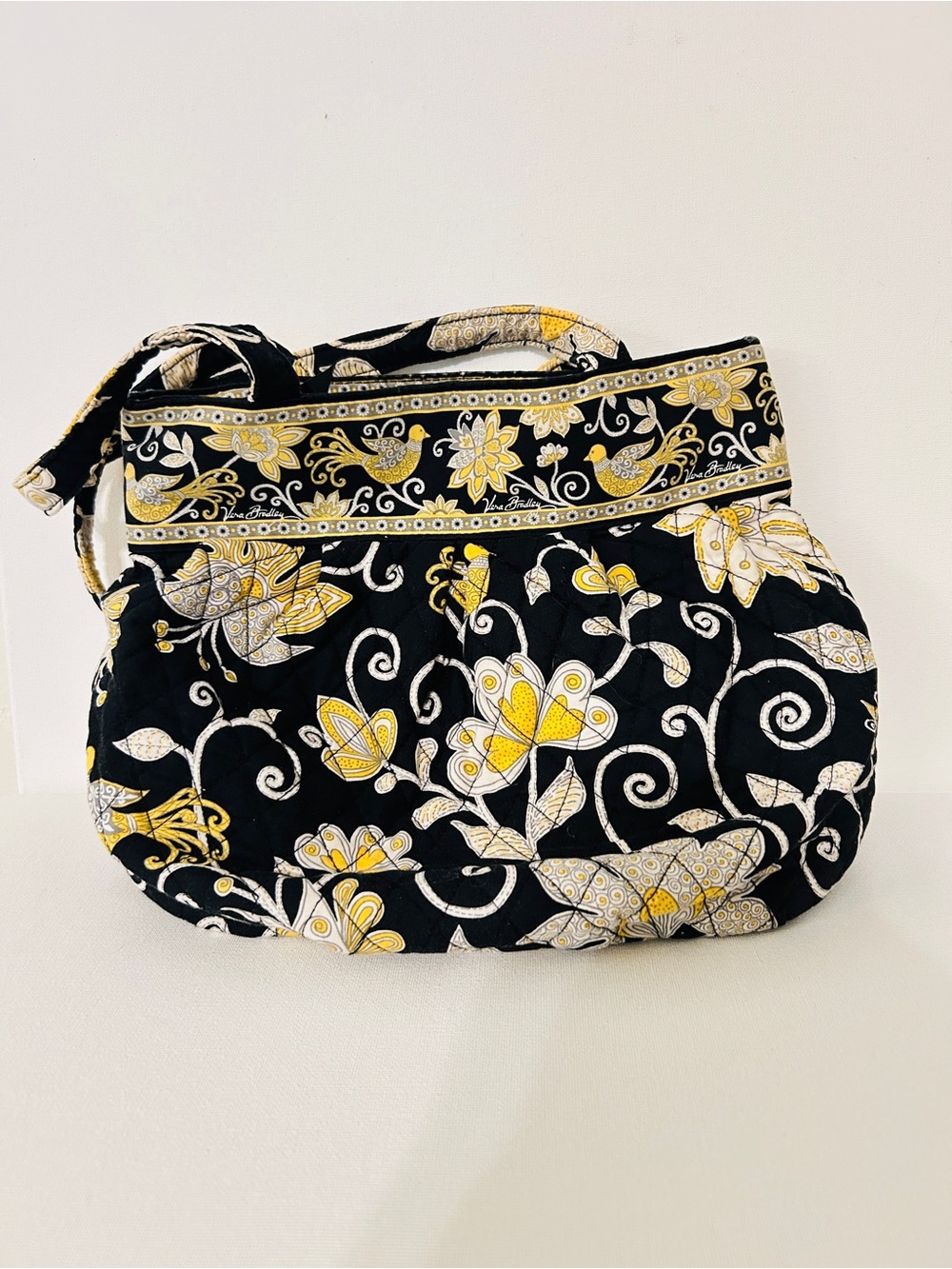 Vera Bradley Quilted Floral Crossbody Bag - Black & Yellow